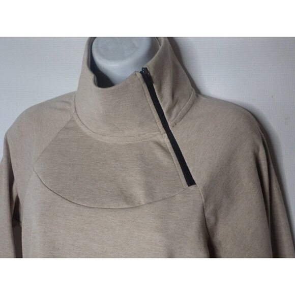 Prana Zip Neck Sweater top Women S Tan Gorpcore Casual Hike trail Outdoor Unique - Picture 3 of 9